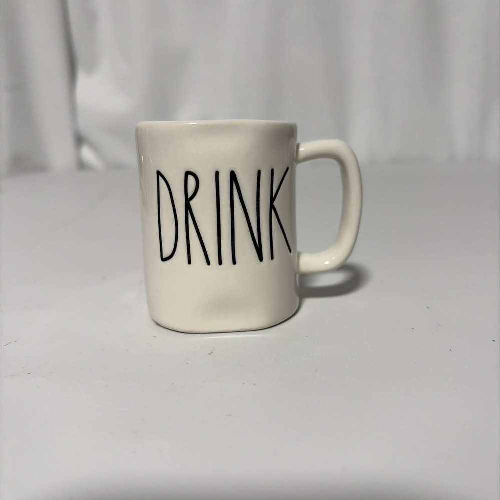 Rae Dunn Miniature Drink Mini Mug White Ceramic 4oz Artisan Collection Magenta